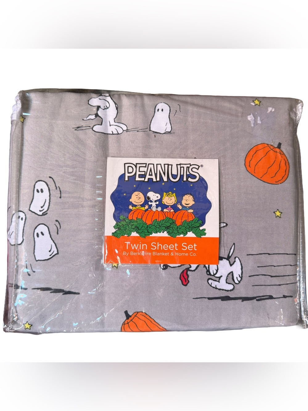 BERKSHIRE X PEANUTS NWT fall pumpkin snoopy sheet set -twin